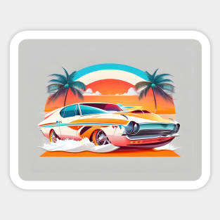 racing car throw sunset baech Sticker